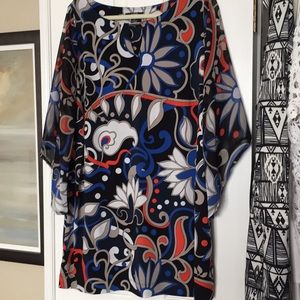 SALE! Colorful Knit Tunic with Sheer Bell Sleeves